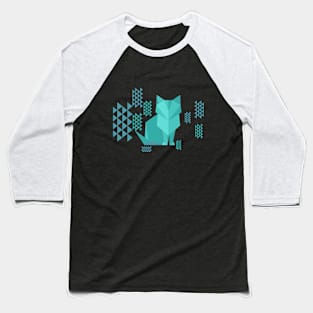 Geometric Cat retro animal design Baseball T-Shirt